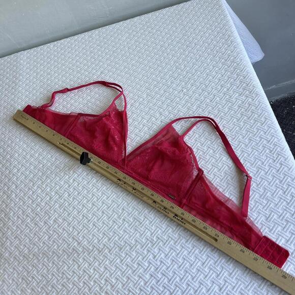 La Vie En Rose Women's Size Medium Pink Lace Plunge T-Shirt Bra Victorian - Picture 6 of 11